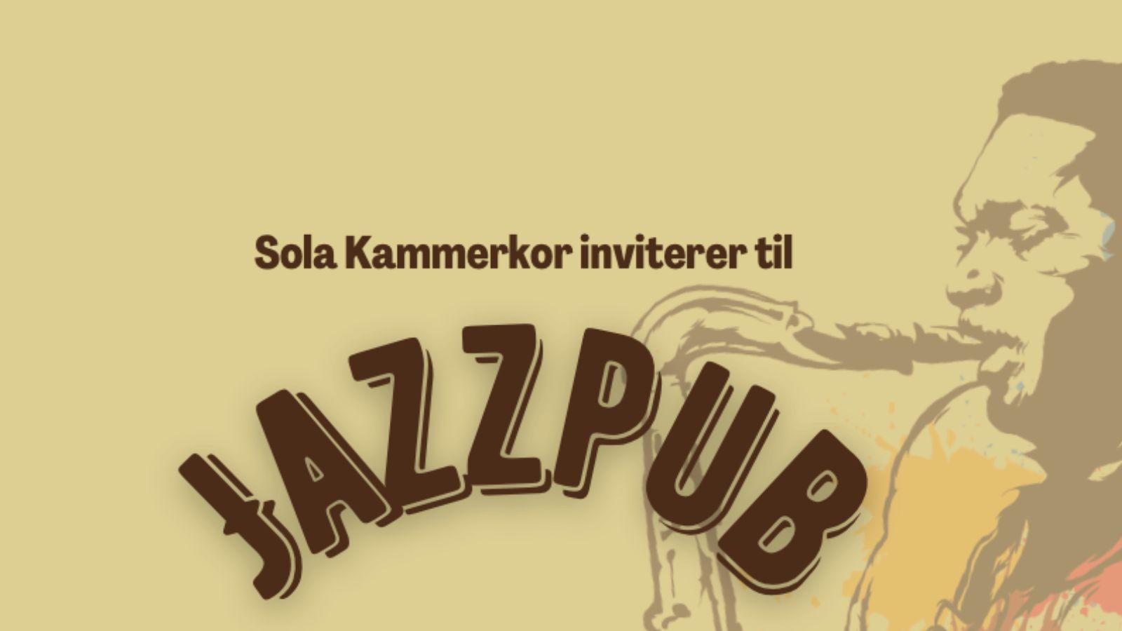 Annonse om Jazzpub med saksofonist som bakgrunn