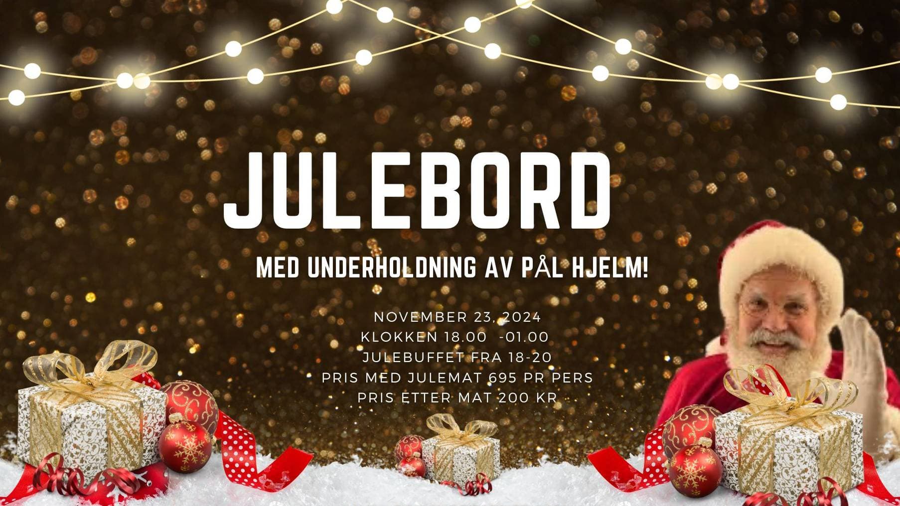 Annonse om Julebord med Julenisse og gaver