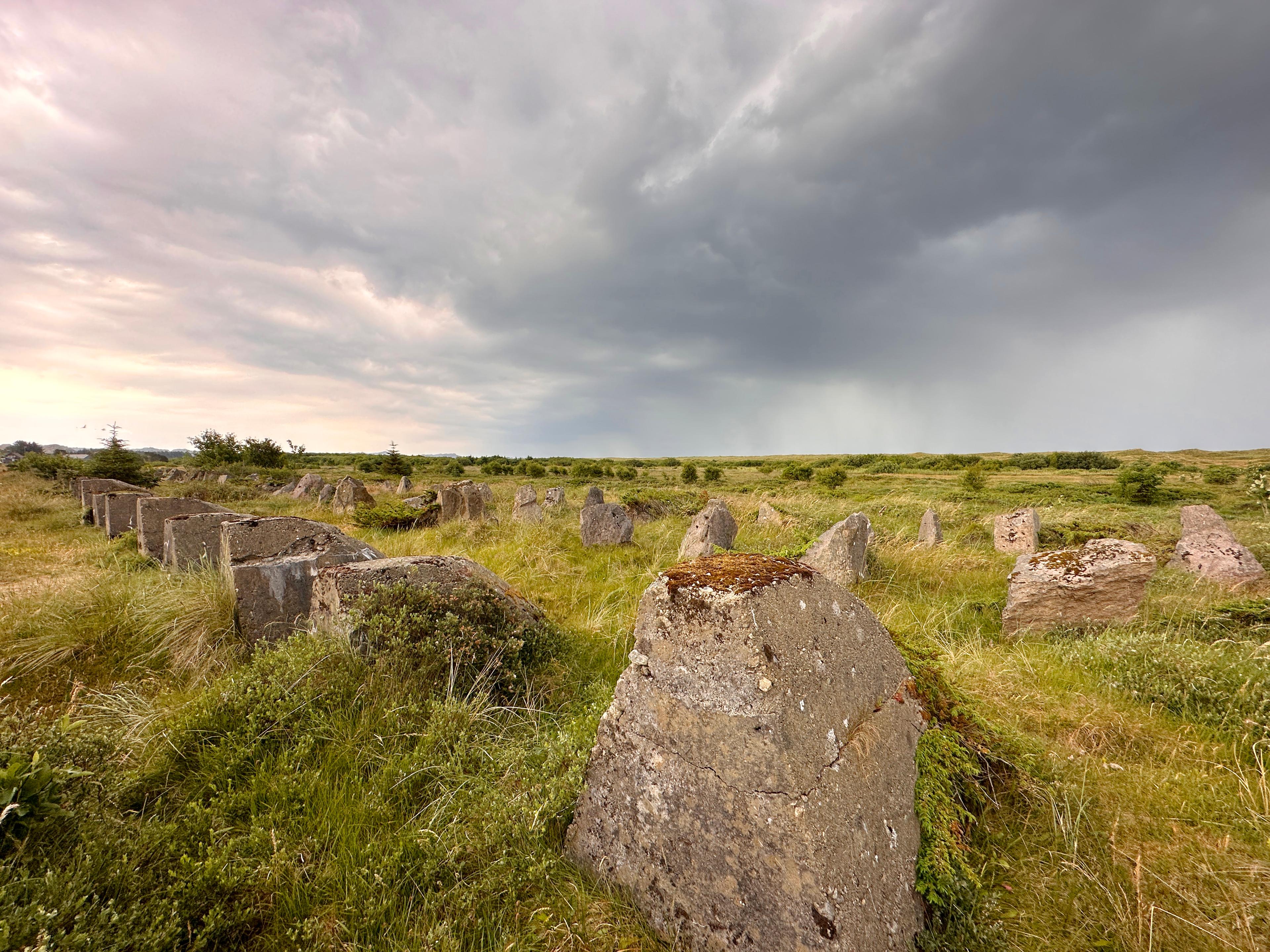 Blocks of stone that used to be part of the Atlantic Wall to prevent Allies to land during the World War II