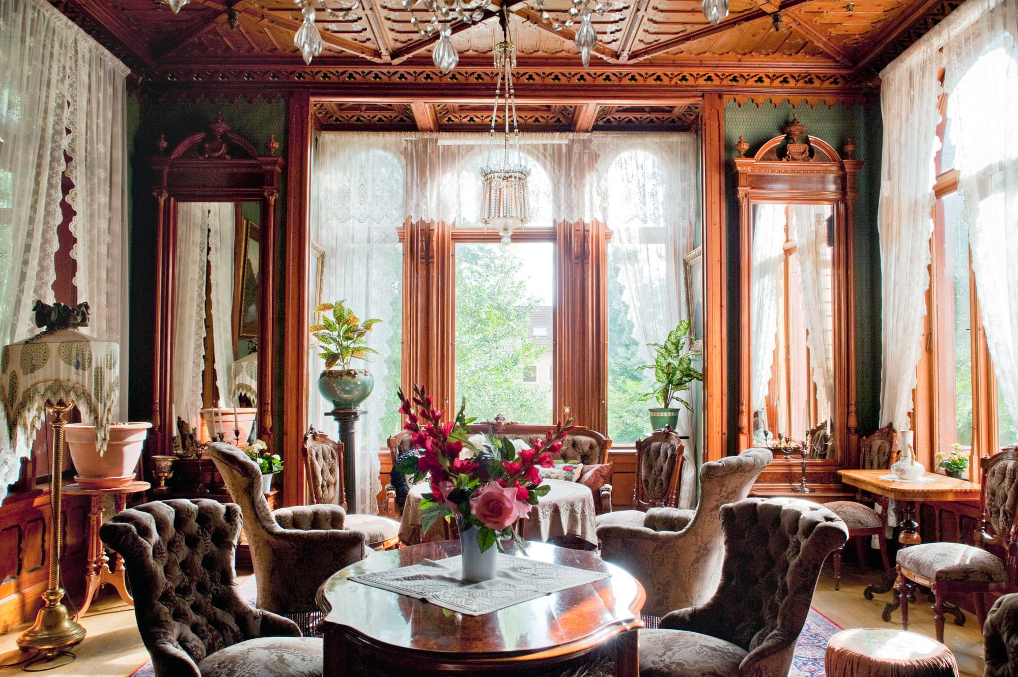museum interior of old house in rococo, empire and biedermeier style in Stavanger.