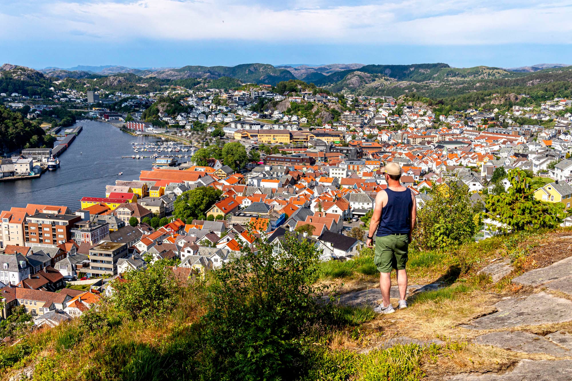 Views from city mountain Varberg in Egersund